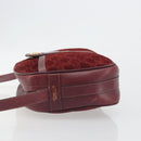 CELINE Macadam Canvas Horse Carriage Bag Suede Bordeaux Gold Auth 195091-5