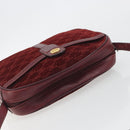 CELINE Macadam Canvas Horse Carriage Bag Suede Bordeaux Gold Auth 195091-6