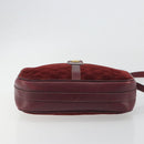 CELINE Macadam Canvas Horse Carriage Bag Suede Bordeaux Gold Auth 195091-9