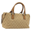GUCCI GG Canvas Hand Bag Beige Silver 113009 Auth 195092-1