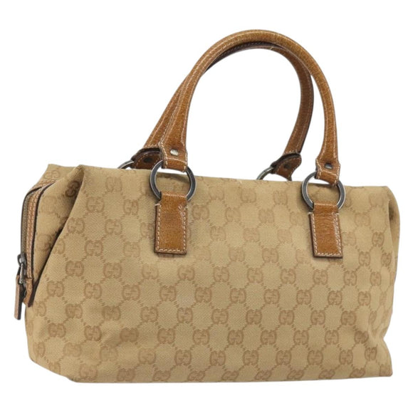 GUCCI GG Canvas Hand Bag Beige Silver 113009 Auth 195092