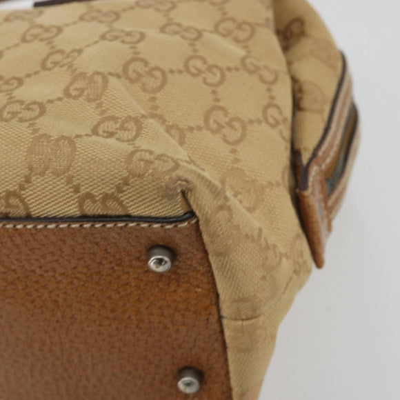 GUCCI GG Canvas Hand Bag Beige Silver 113009 Auth 195092