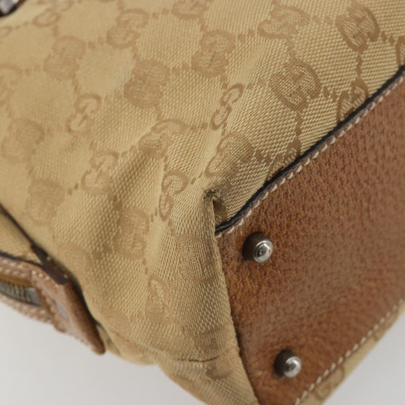 GUCCI GG Canvas Hand Bag Beige Silver 113009 Auth 195092
