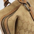 GUCCI GG Canvas Hand Bag Beige Silver 113009 Auth 195092-10