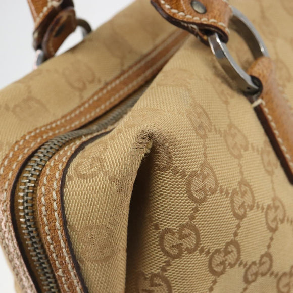 GUCCI GG Canvas Hand Bag Beige Silver 113009 Auth 195092