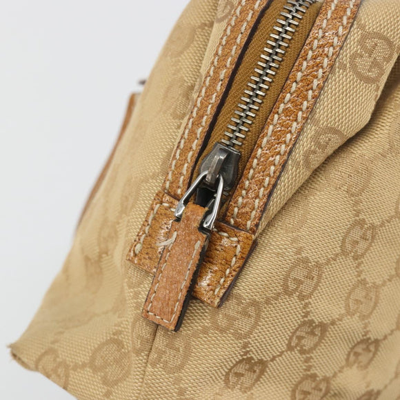 GUCCI GG Canvas Hand Bag Beige Silver 113009 Auth 195092