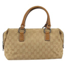 GUCCI GG Canvas Hand Bag Beige Silver 113009 Auth 195092-13