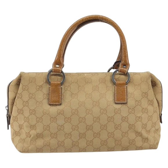 GUCCI GG Canvas Hand Bag Beige Silver 113009 Auth 195092