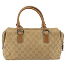 GUCCI GG Canvas Hand Bag Beige Silver 113009 Auth 195092-2