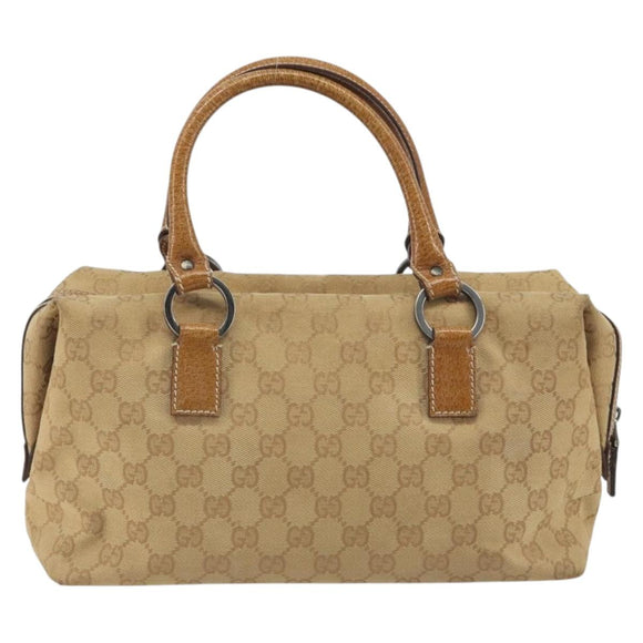 GUCCI GG Canvas Hand Bag Beige Silver 113009 Auth 195092