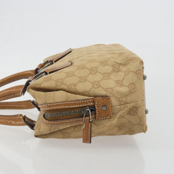 GUCCI GG Canvas Hand Bag Beige Silver 113009 Auth 195092