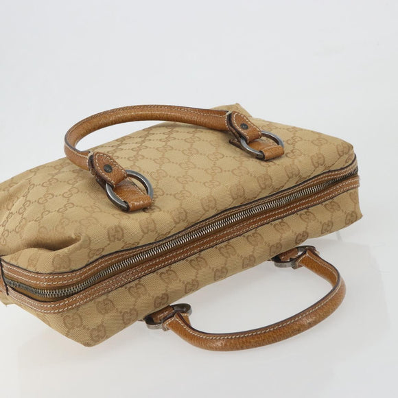 GUCCI GG Canvas Hand Bag Beige Silver 113009 Auth 195092