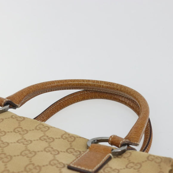 GUCCI GG Canvas Hand Bag Beige Silver 113009 Auth 195092