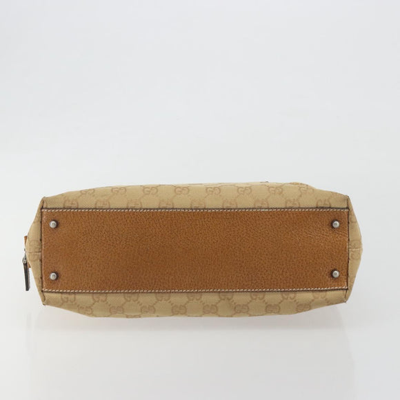 GUCCI GG Canvas Hand Bag Beige Silver 113009 Auth 195092