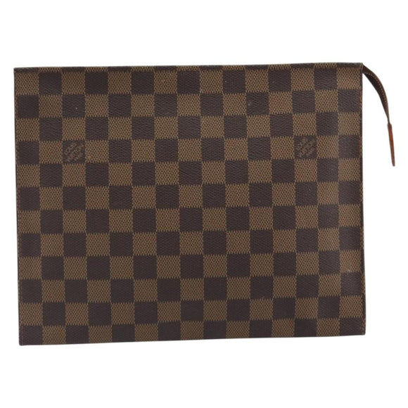 LOUIS VUITTON Damier Ebene Poche Toilette 26 Pouch N47543 LV Auth 195093