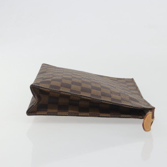 LOUIS VUITTON Damier Ebene Poche Toilette 26 Pouch N47543 LV Auth 195093