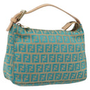 FENDI Zucchino Canvas Hand Bag Gold Green Auth 195094A-1