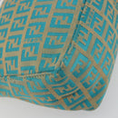 FENDI Zucchino Canvas Hand Bag Gold Green Auth 195094A-15