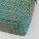 FENDI Zucchino Canvas Hand Bag Gold Green Auth 195094A-16