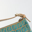 FENDI Zucchino Canvas Hand Bag Gold Green Auth 195094A-9