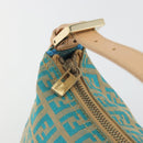 FENDI Zucchino Canvas Hand Bag Gold Green Auth 195094A-10