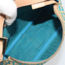 FENDI Zucchino Canvas Hand Bag Gold Green Auth 195094A-11