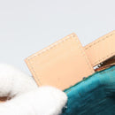 FENDI Zucchino Canvas Hand Bag Gold Green Auth 195094A-12