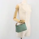 FENDI Zucchino Canvas Hand Bag Gold Green Auth 195094A-21
