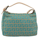 FENDI Zucchino Canvas Hand Bag Gold Green Auth 195094A-13