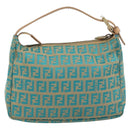 FENDI Zucchino Canvas Hand Bag Gold Green Auth 195094A-2