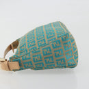 FENDI Zucchino Canvas Hand Bag Gold Green Auth 195094A-4