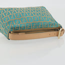 FENDI Zucchino Canvas Hand Bag Gold Green Auth 195094A-7