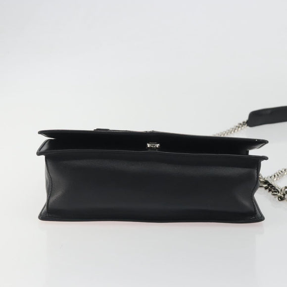 PRADA Chain Shoulder Bag Saffiano leather Pink Silver Auth 195095A