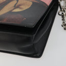 PRADA Chain Shoulder Bag Saffiano leather Pink Silver Auth 195095A-15