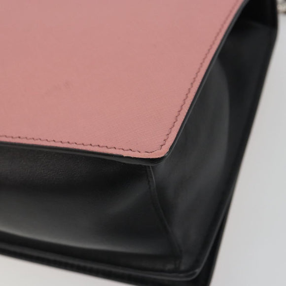 PRADA Chain Shoulder Bag Saffiano leather Pink Silver Auth 195095A