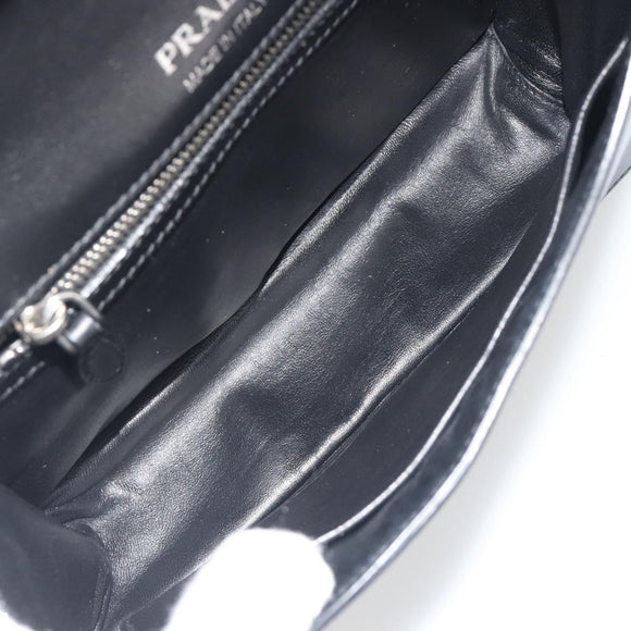 PRADA Chain Shoulder Bag Saffiano leather Pink Silver Auth 195095A