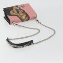 PRADA Chain Shoulder Bag Saffiano leather Pink Silver Auth 195095A-7