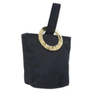 CELINE Circle Pouch Canvas Black Gold Auth 195098A-1