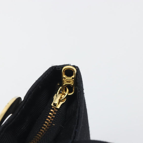 CELINE Circle Pouch Canvas Black Gold Auth 195098A
