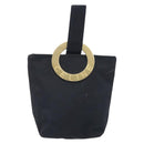 CELINE Circle Pouch Canvas Black Gold Auth 195098A-13