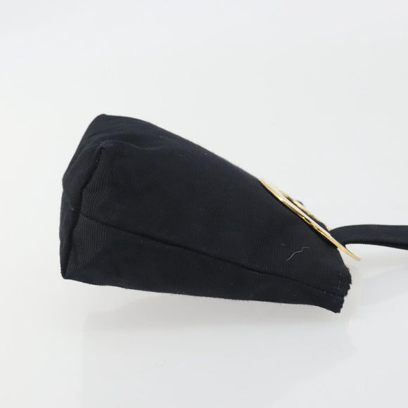 CELINE Circle Pouch Canvas Black Gold Auth 195098A