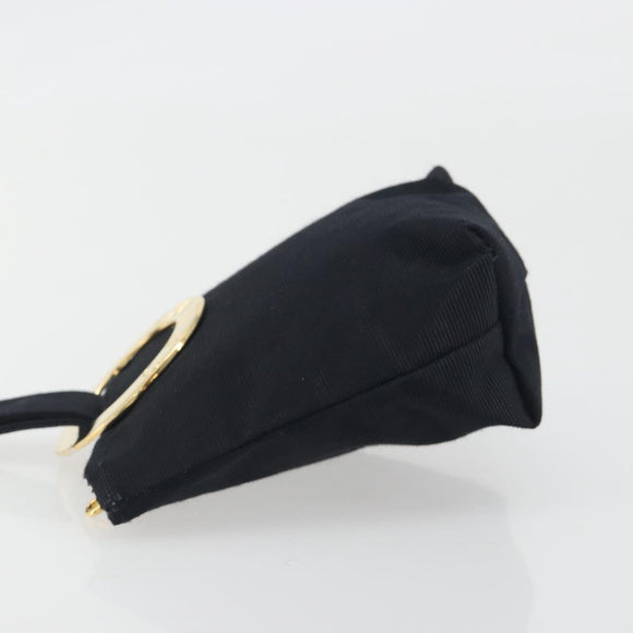 CELINE Circle Pouch Canvas Black Gold Auth 195098A