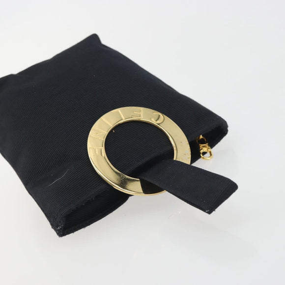 CELINE Circle Pouch Canvas Black Gold Auth 195098A