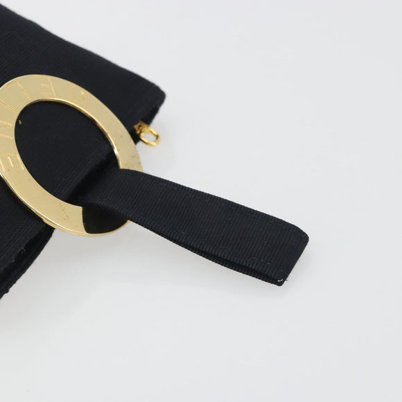 CELINE Circle Pouch Canvas Black Gold Auth 195098A