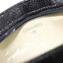 CHANEL COCO Mark Pouch Caviar Skin Black Gold CC Auth 195101-13