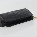 CHANEL COCO Mark Pouch Caviar Skin Black Gold CC Auth 195101-6