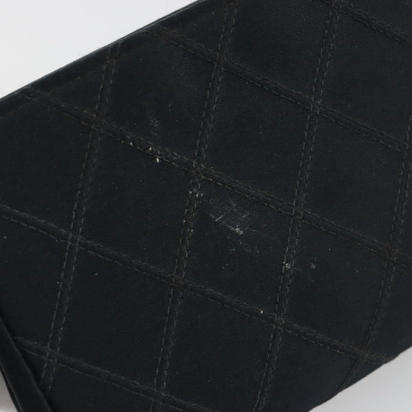 CHANEL Bicolore Pouch Satin Black Gold CC Auth 195103