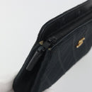 CHANEL Bicolore Pouch Satin Black Gold CC Auth 195103-9