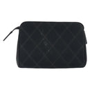 CHANEL Bicolore Pouch Satin Black Gold CC Auth 195103-2