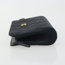 CHANEL Bicolore Pouch Satin Black Gold CC Auth 195103-4